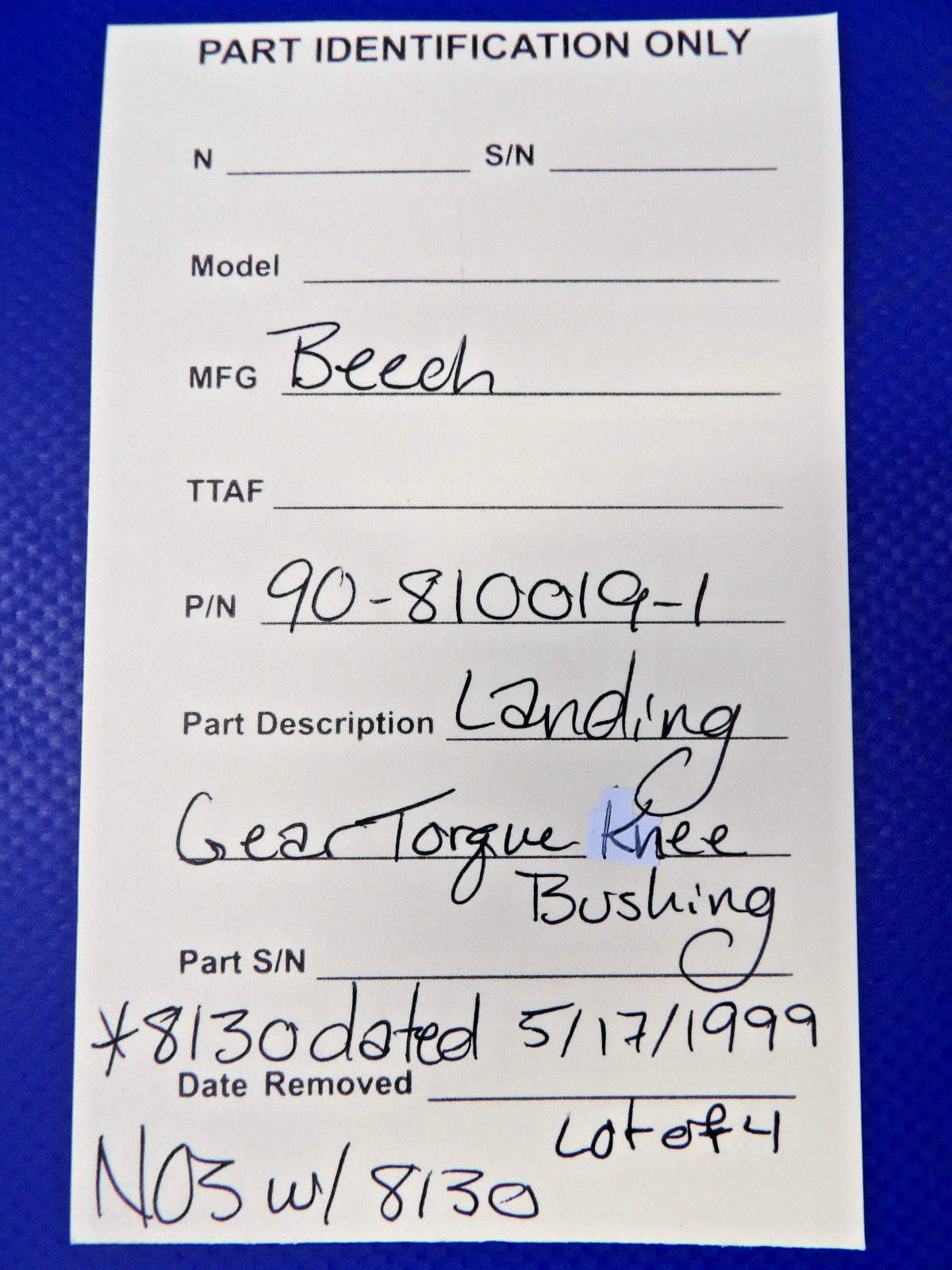 Beech Landing Gear Torque Knee Bushing w 8130 90-810019-1 LOT 4 NOS (0426-1289)10