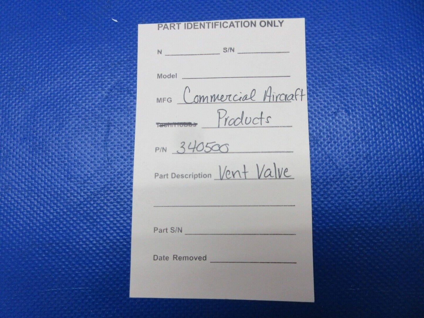 Commercial Aircraft Products Vent Valve P/N 340500 (0624-1262)