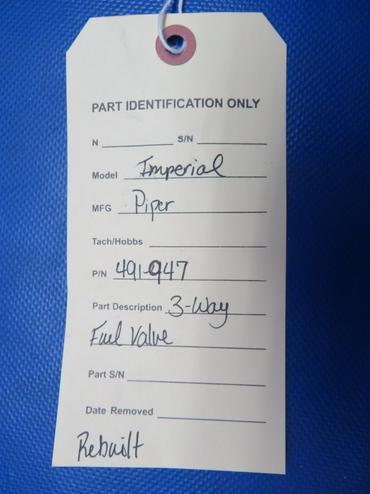 Piper Imperial 3-Way Fuel Valve P/N 491-947 REBUILT (0624-1797)