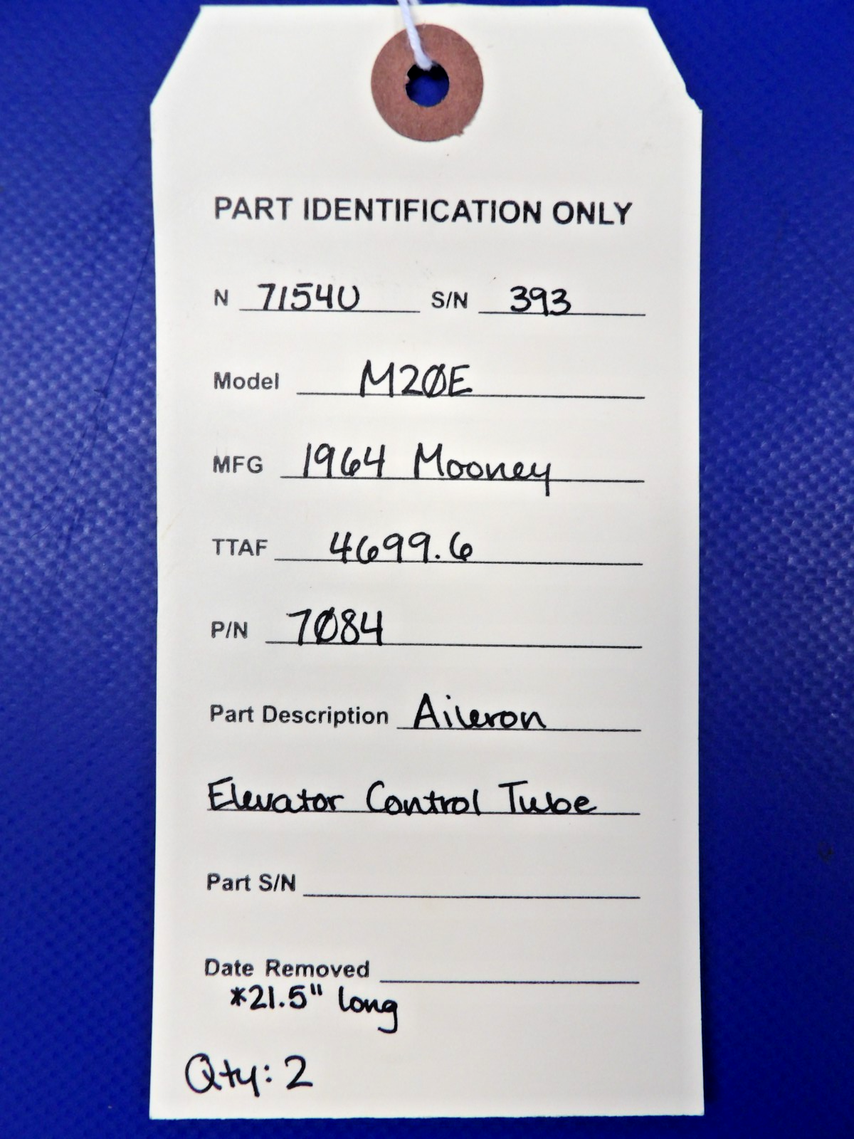 Mooney M20 / M20E Aileron Elevator Control Tube P/N 7084 (0826-1296)7