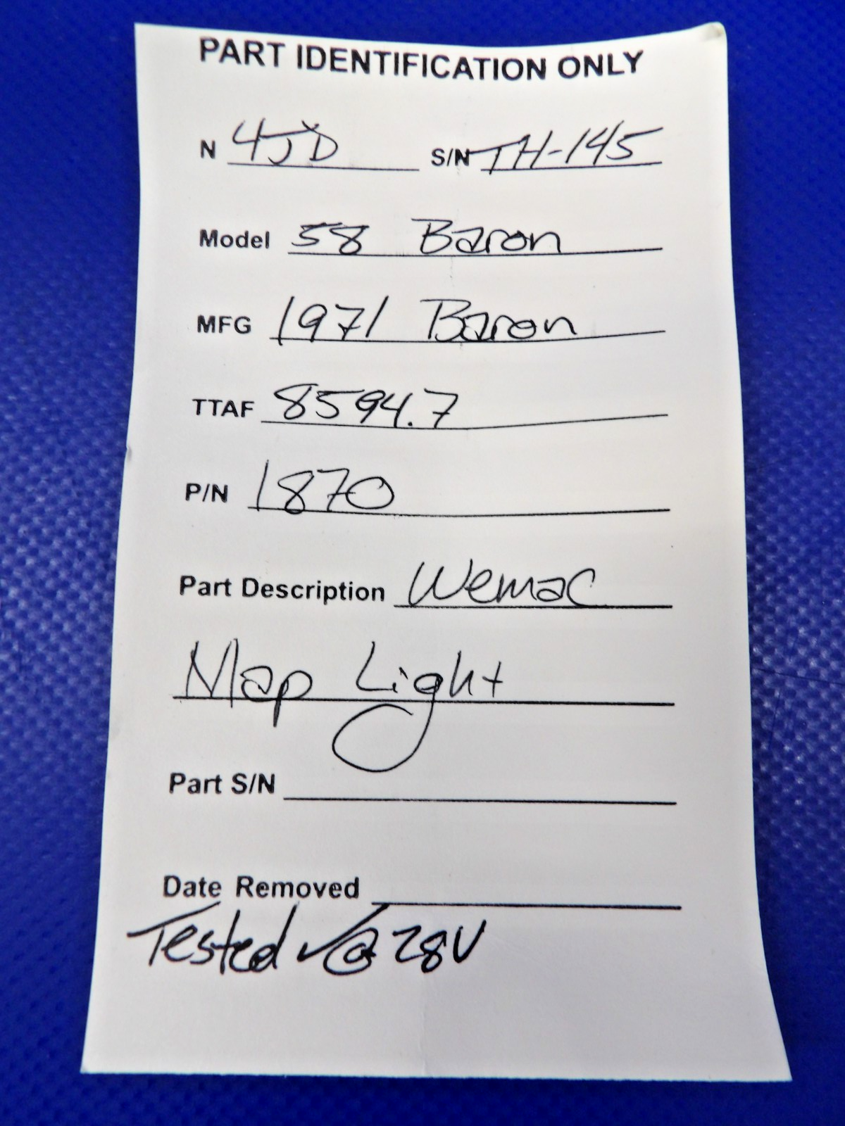 Beech 58 Baron Wemac Map Light P/N 1870 TESTED (0626-1253)10