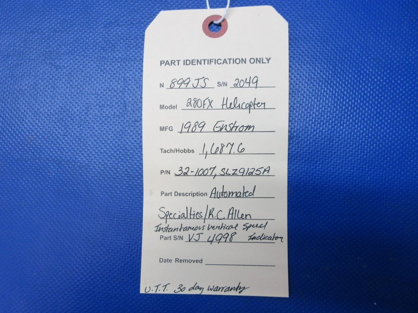RC Allen Instantaneous Vertical Speed Indicator P/N 32-1007 WARRANTY (1024-1288)