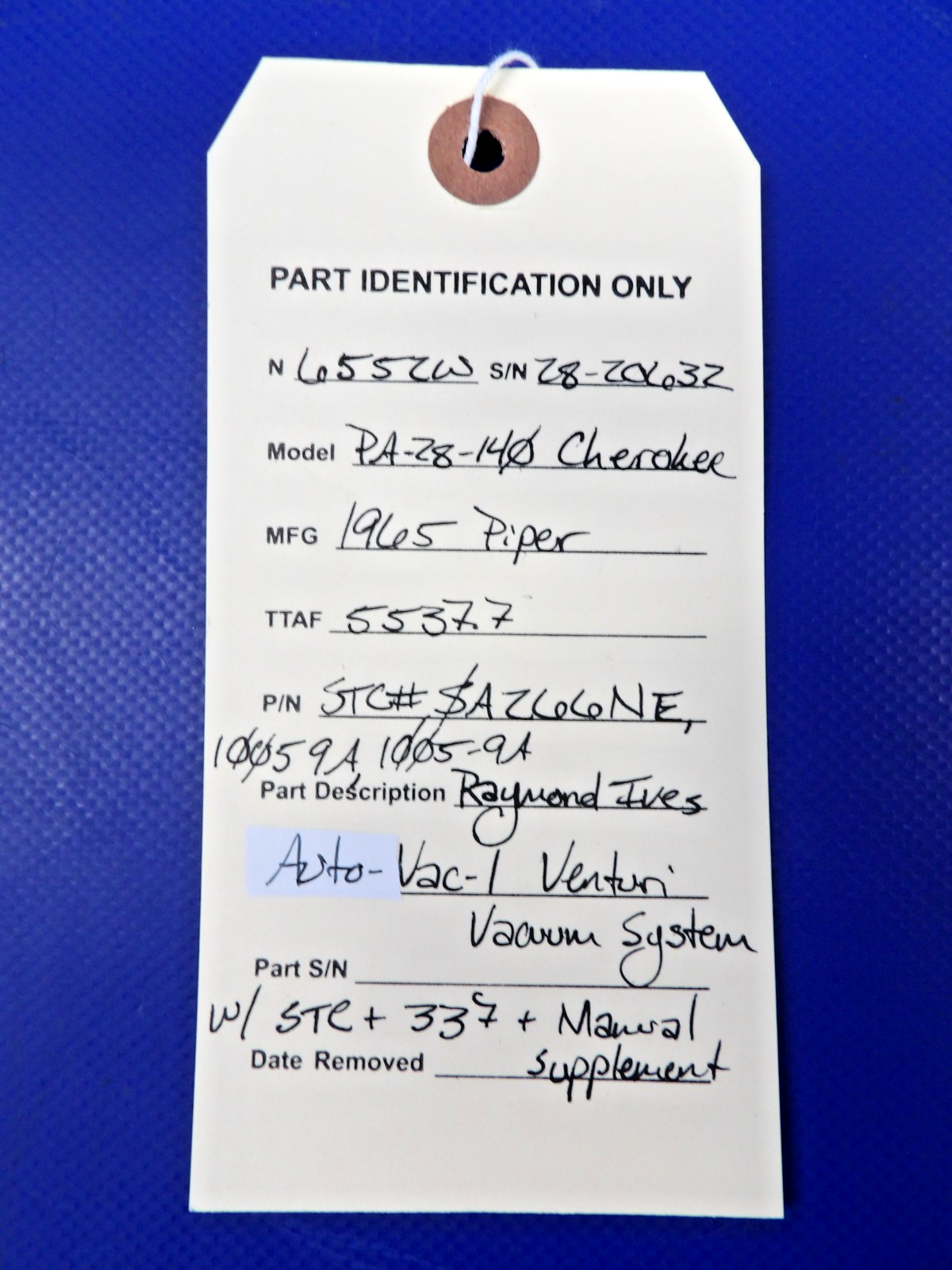 Piper Cherokee Raymond Ives Auto-Vac-1 Venturi Vacuum System 10059A (0526-1242)23