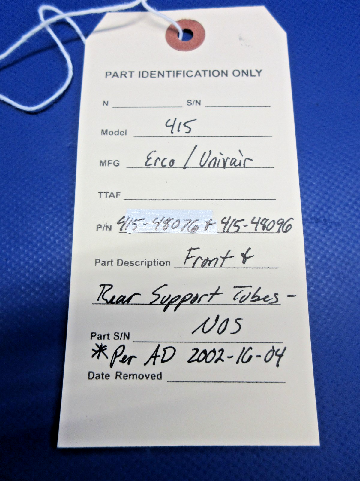 Ercoupe Gascolator Front & Rear Support Tubes P/N 415-48076 NOS (0926-772)13