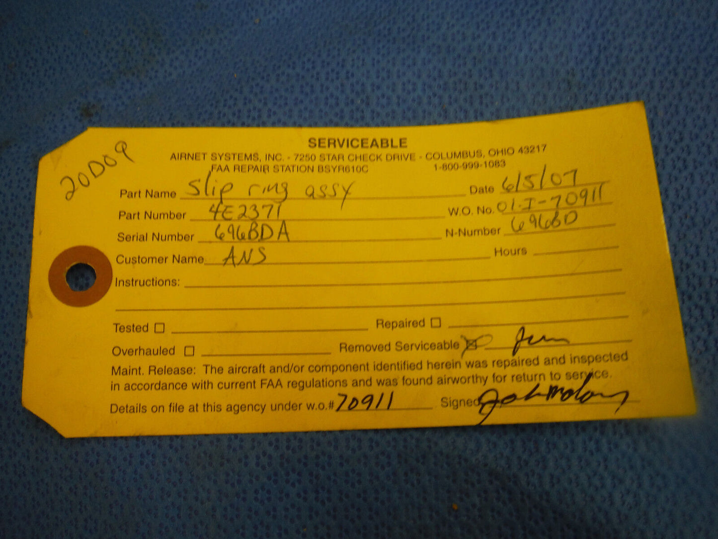 Hartzell Electric De-Ice Slip Ring P/N 4E2371 (1015-280)