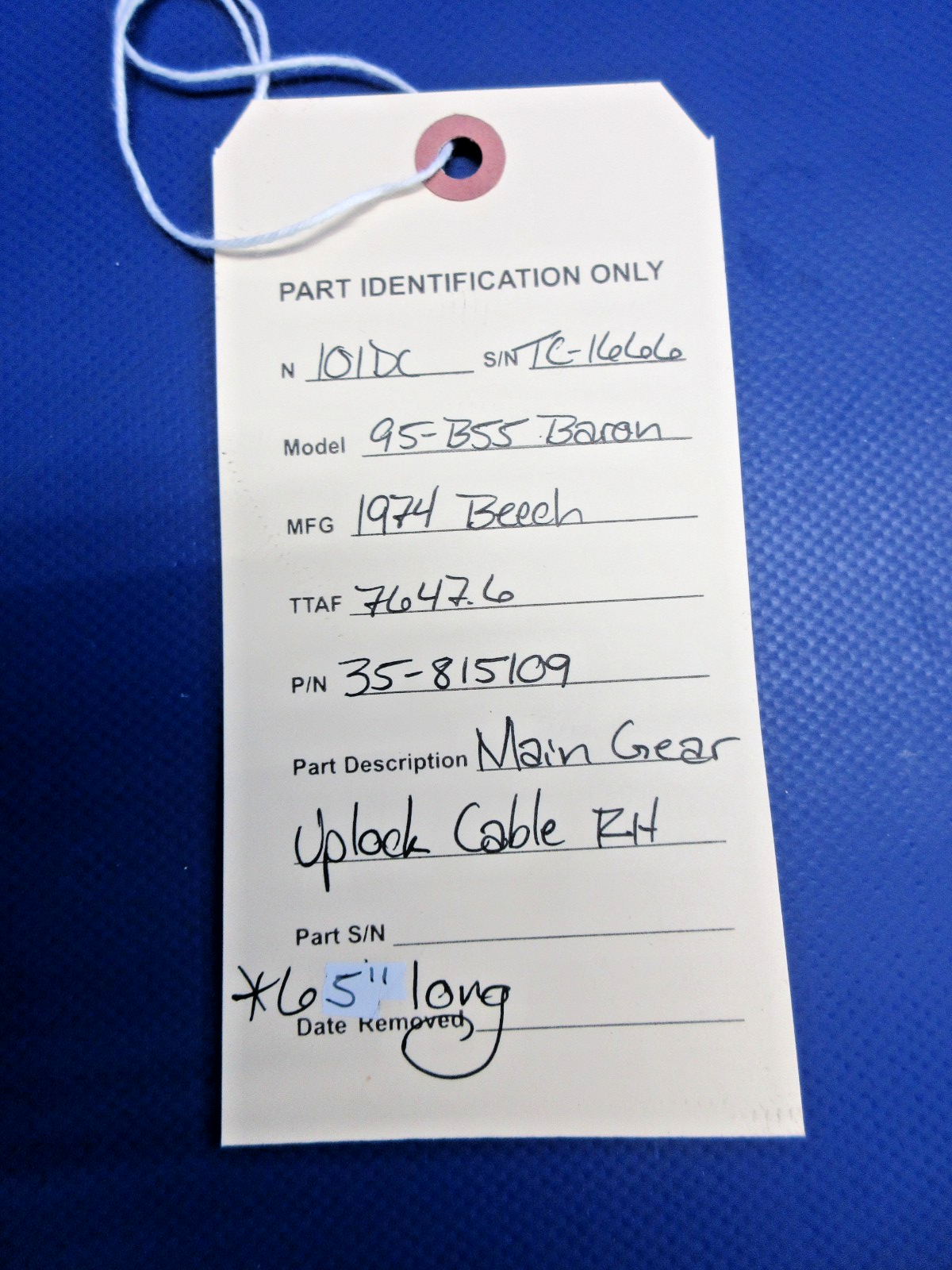 Beech 95-B55 Baron Main Gear Uplock Cable RH P/N 35-815109 (0526-729)10