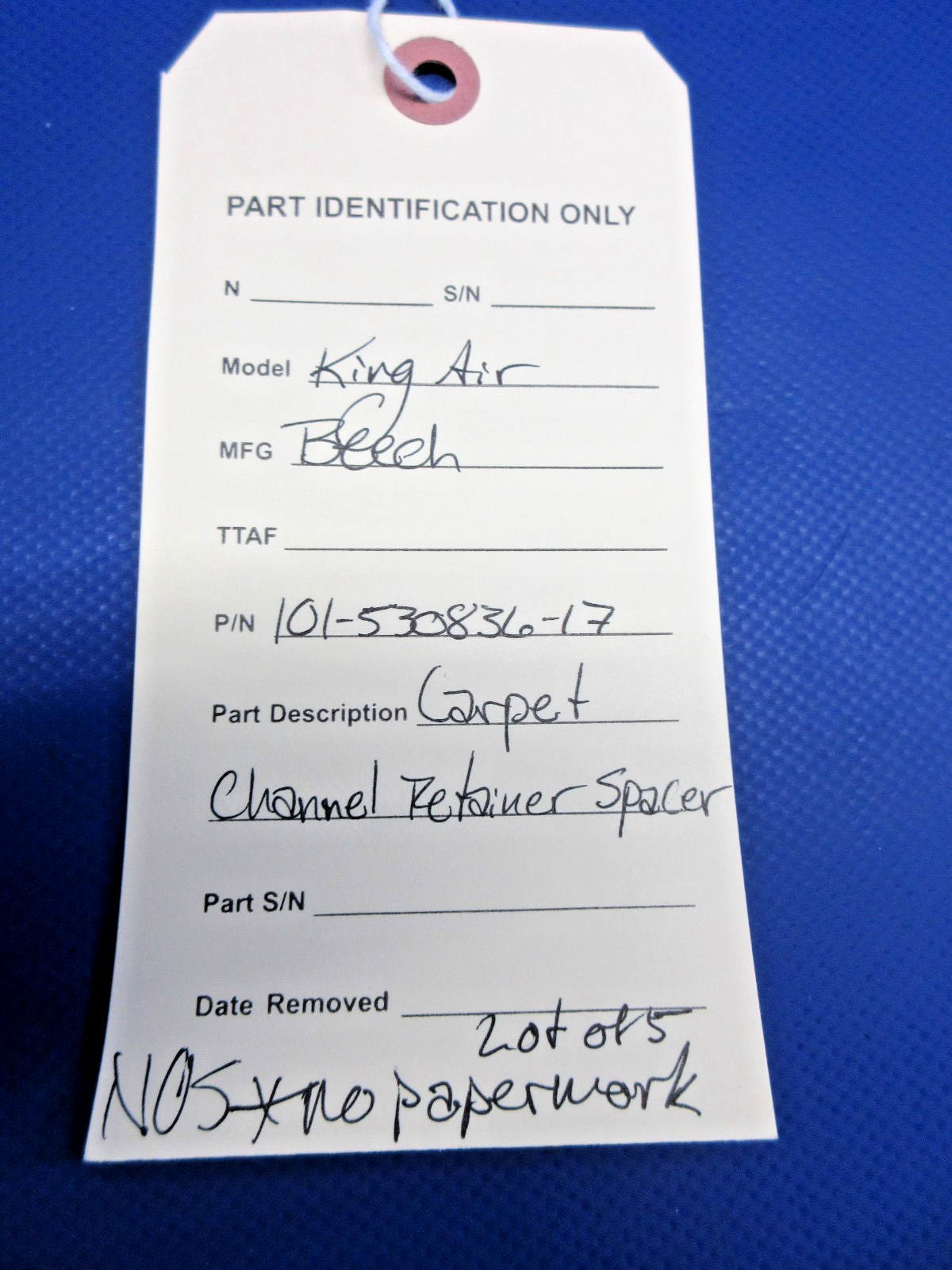 Beech Carpet Channel Retainer Spacer P/N 101-530836-17 LOT OF 5 NOS (0326-976)16