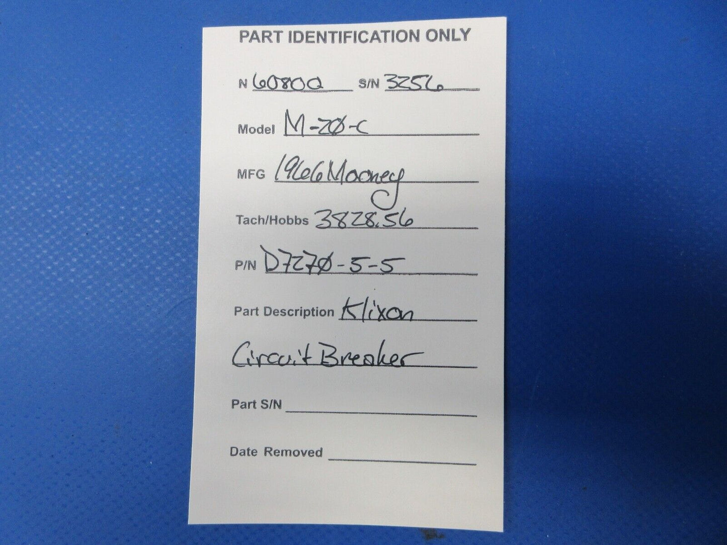 Mooney M20 / M20C Klixon Circuit Breaker P/N D7270-5-5 (1024-1319)