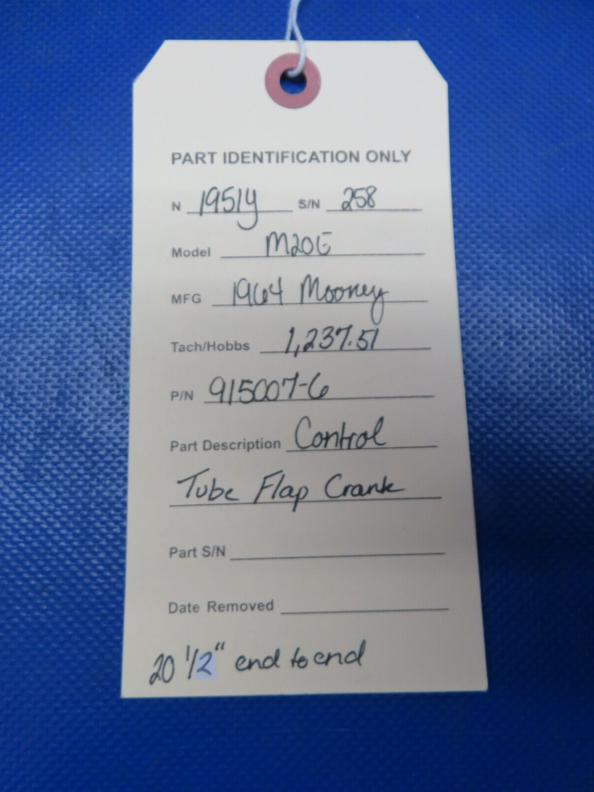 Mooney M20 / M20E Control Tube Flap Crank P/N 915007-6 (0524-165)