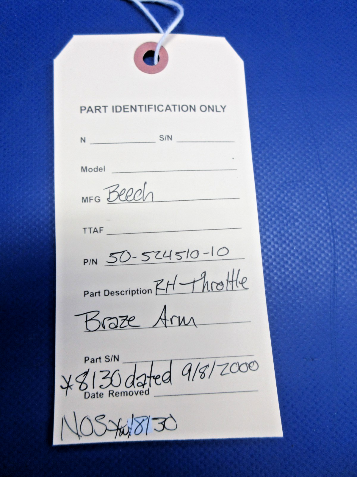 Beech RH Throttle Braze Arm w/8130 P/N 50-524510-10 NOS (0426-843)16