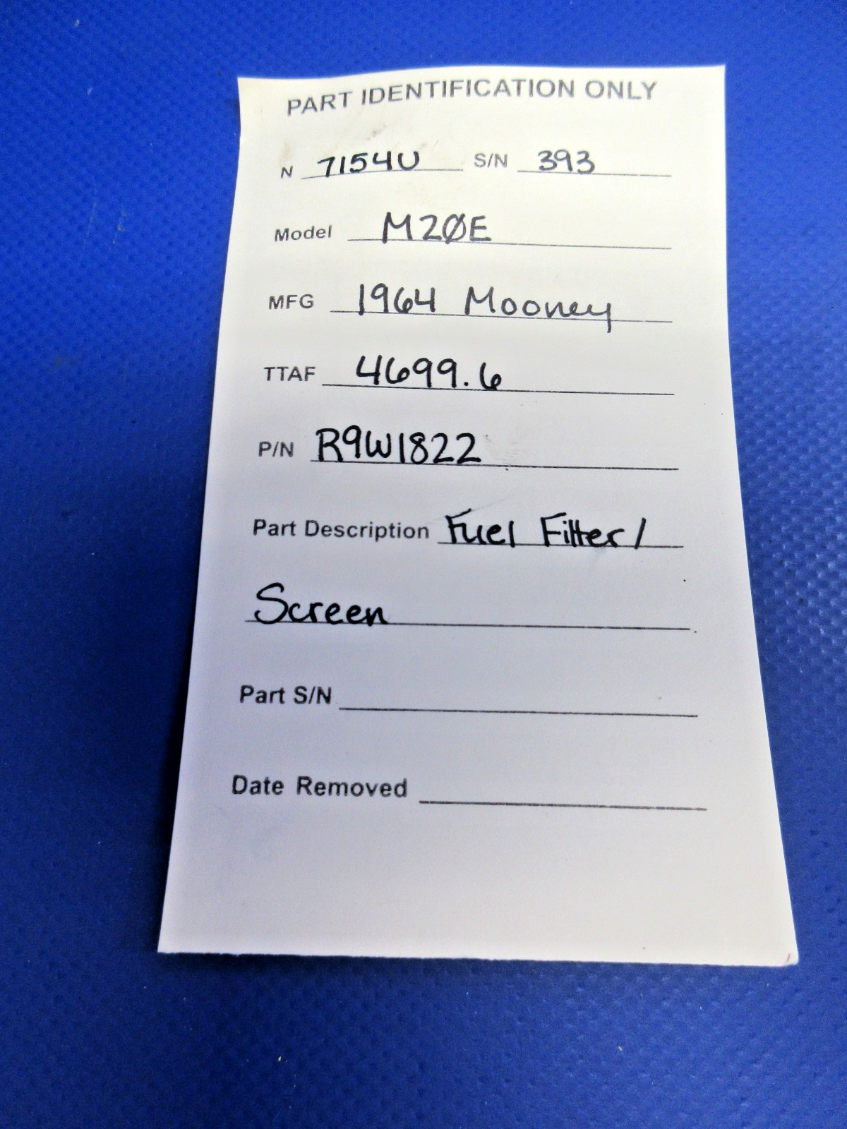 Mooney M20 / M20E Fuel Filter / Screen P/N R9W1822 (0826-882)11