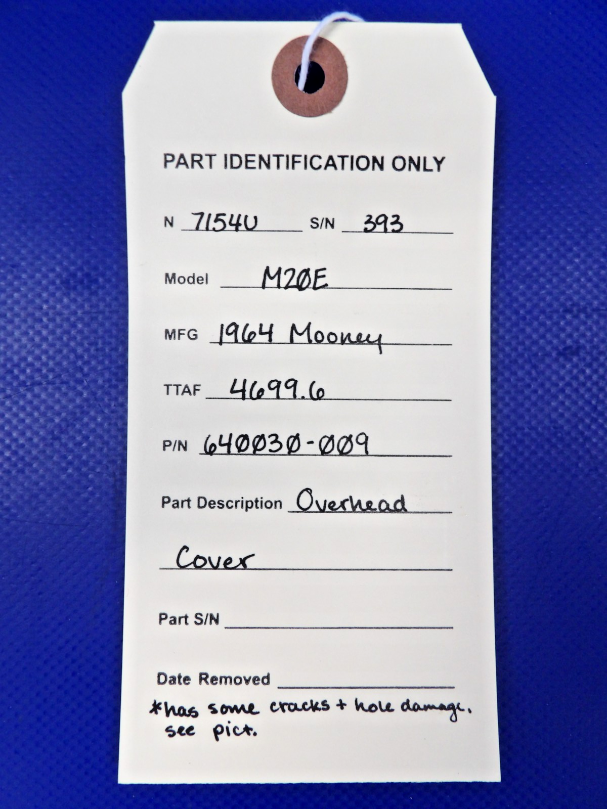 Mooney M20 / M20E Overhead Cover P/N 640030-009 (0826-1303)11