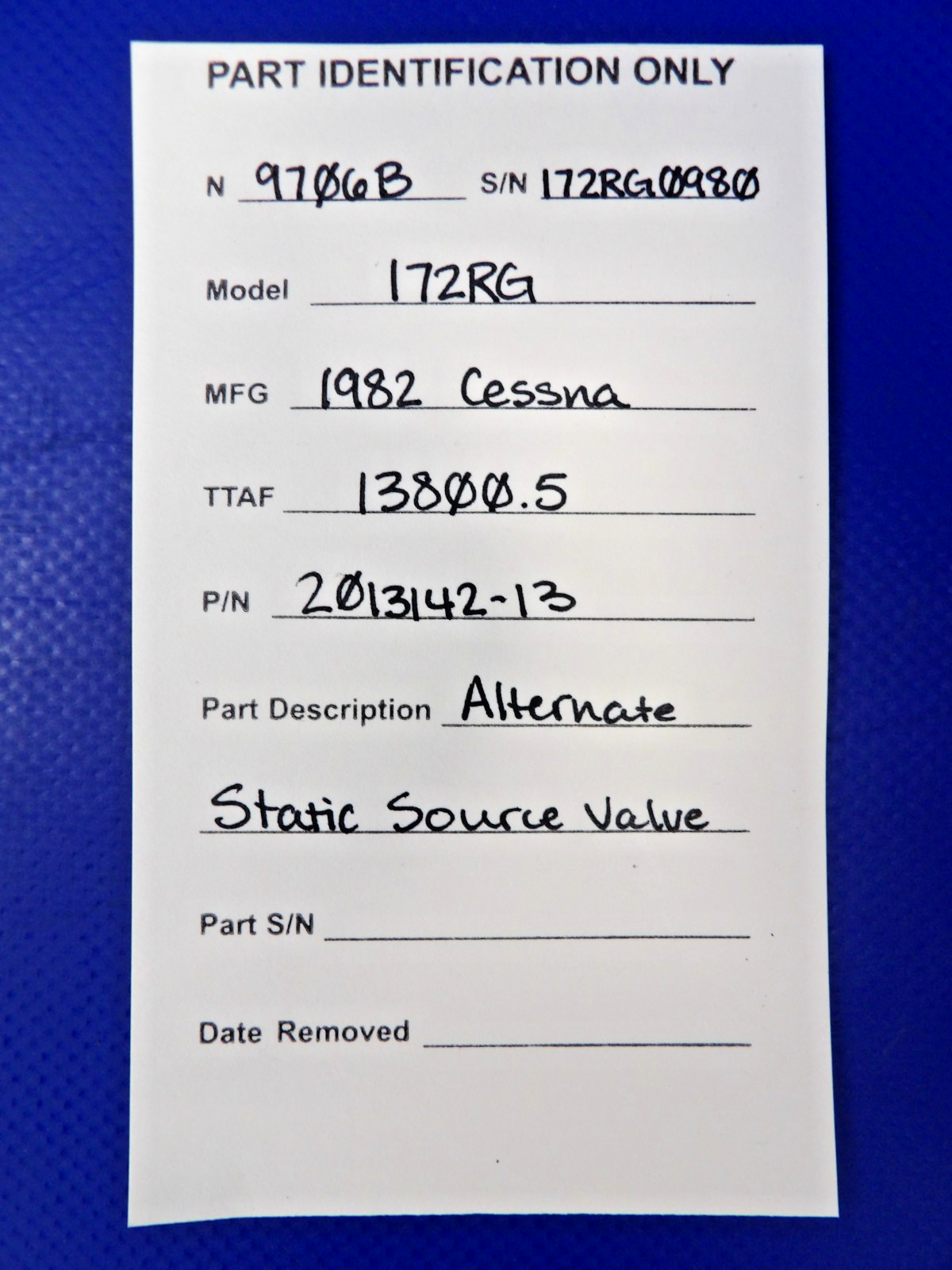 Cessna 172 / 172RG Alternate Static Source Valve P/N 2013142-13 (0826-1242)9