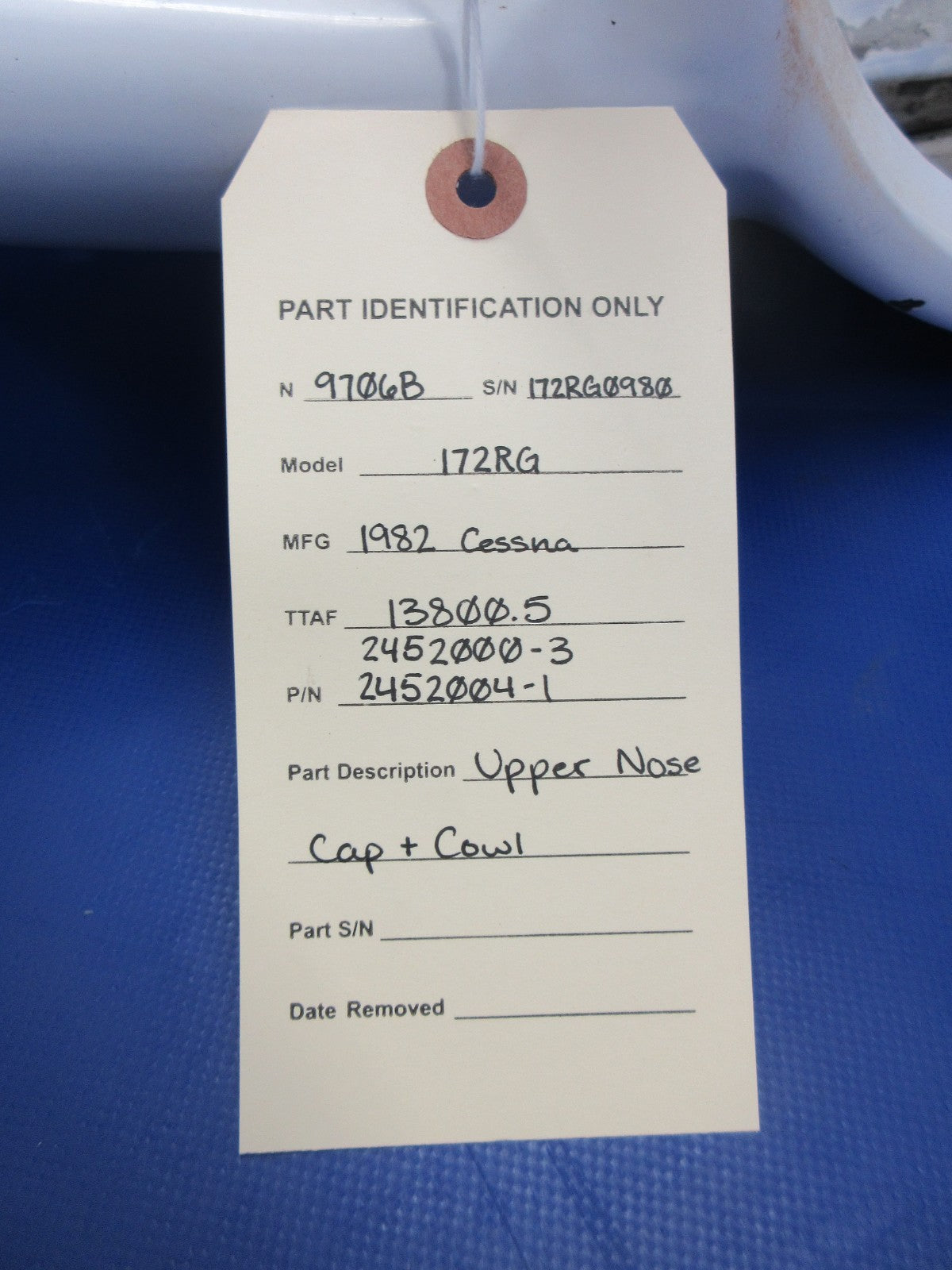 Cessna 172RG Cutlass Upper Nose Cap & Cowl P/N 2452004-1 (0826-807)16