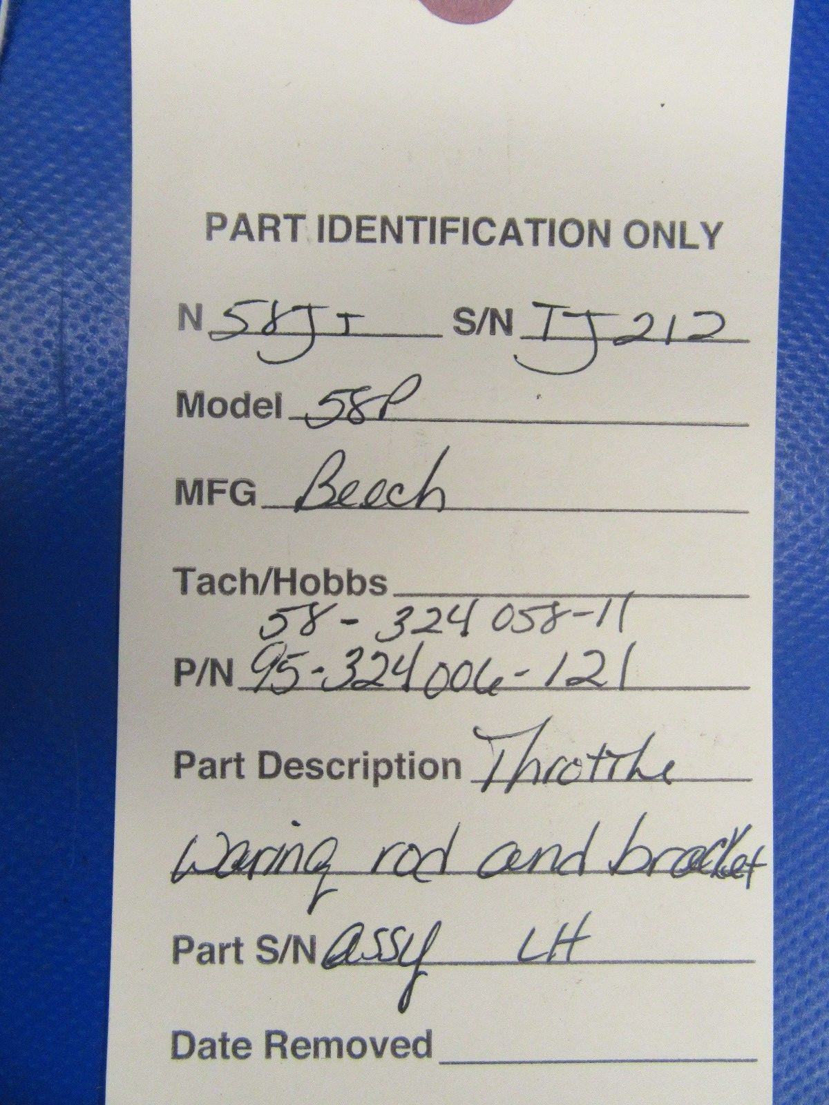 Beech Baron Throttle Warning Rod & Bracket Assy LH P/N 95-324006-121 (0318-270)
