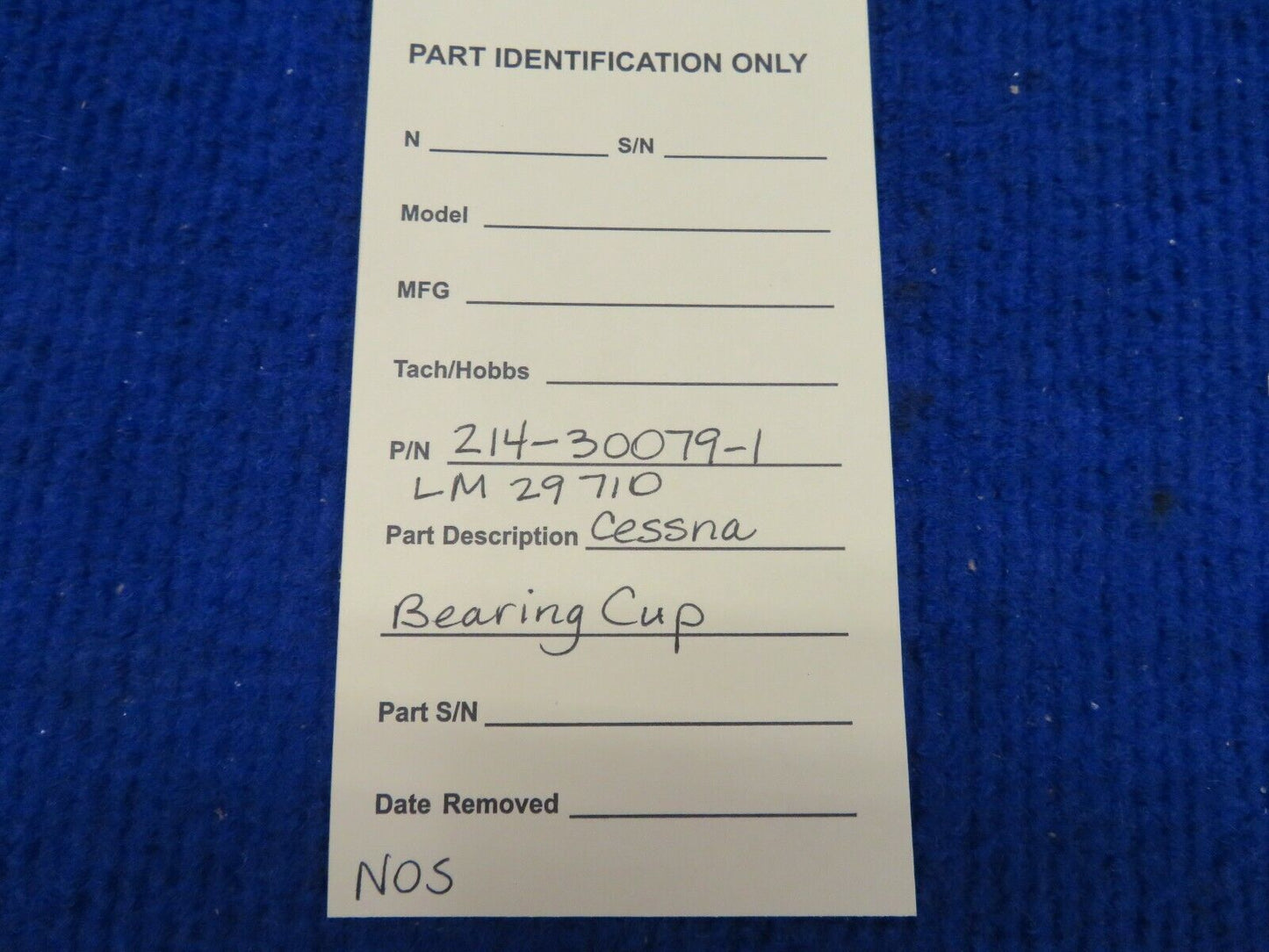 Cessna Bearing Cup P/N 214-30079-1, LM29710 NOS (0522-54)