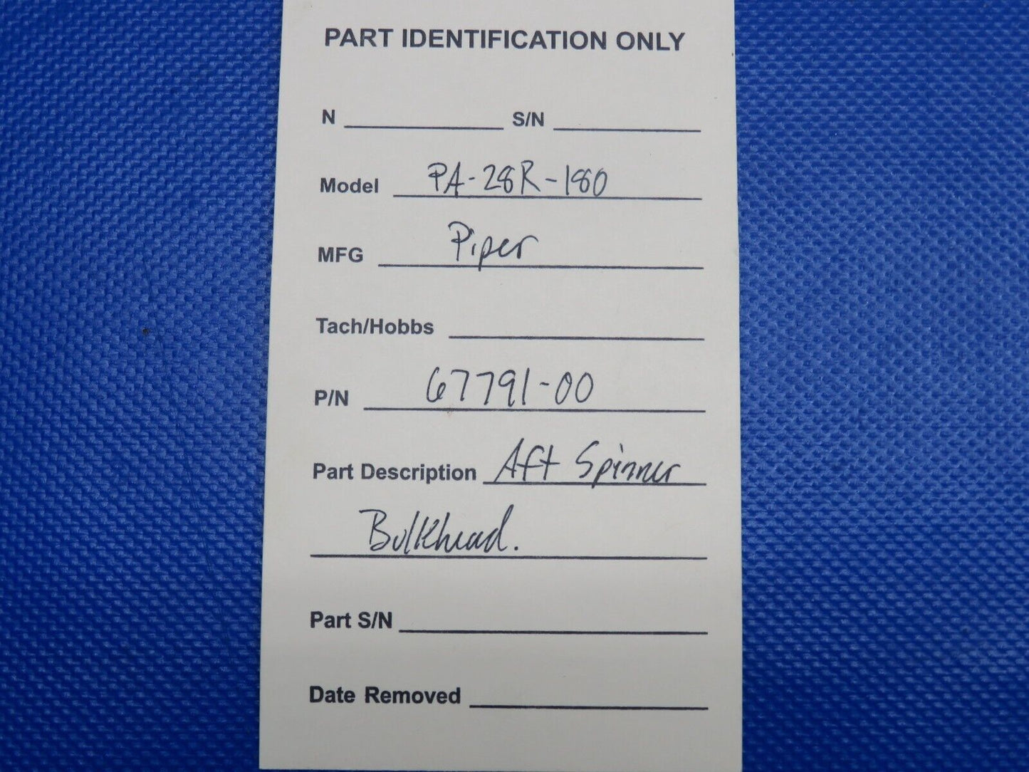 Piper PA-28R-180 AFT Spinner Bulkhead P/N 67791-00 (0124-1058)