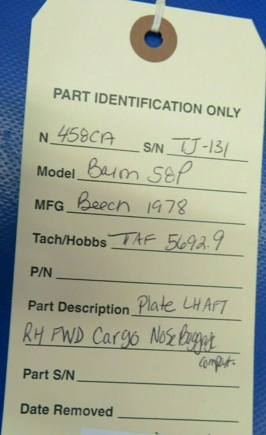 Beech Baron 58P Plate LH AFT & RH FWD Cargo Nose Baggage 58-530030-28 (0420-12)