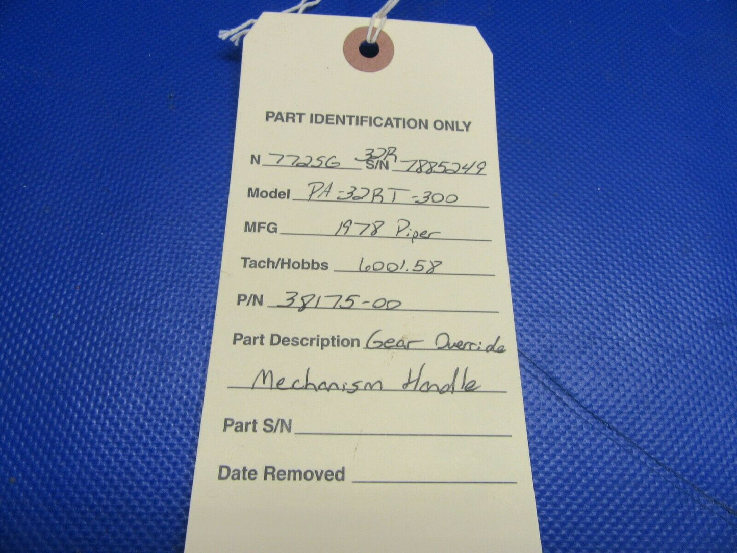 Piper PA-32RT Gear Override Mechanism Handle P/N 38175-00, 38175-000 (0521-590)