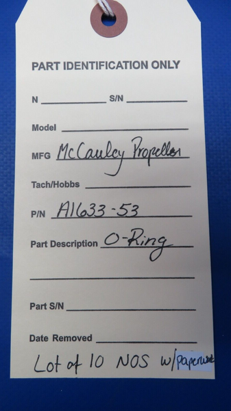 McCauley Propeller O-Ring w/ Paperwork P/N A1633-53 LOT OF 10 NOS (0523-259)