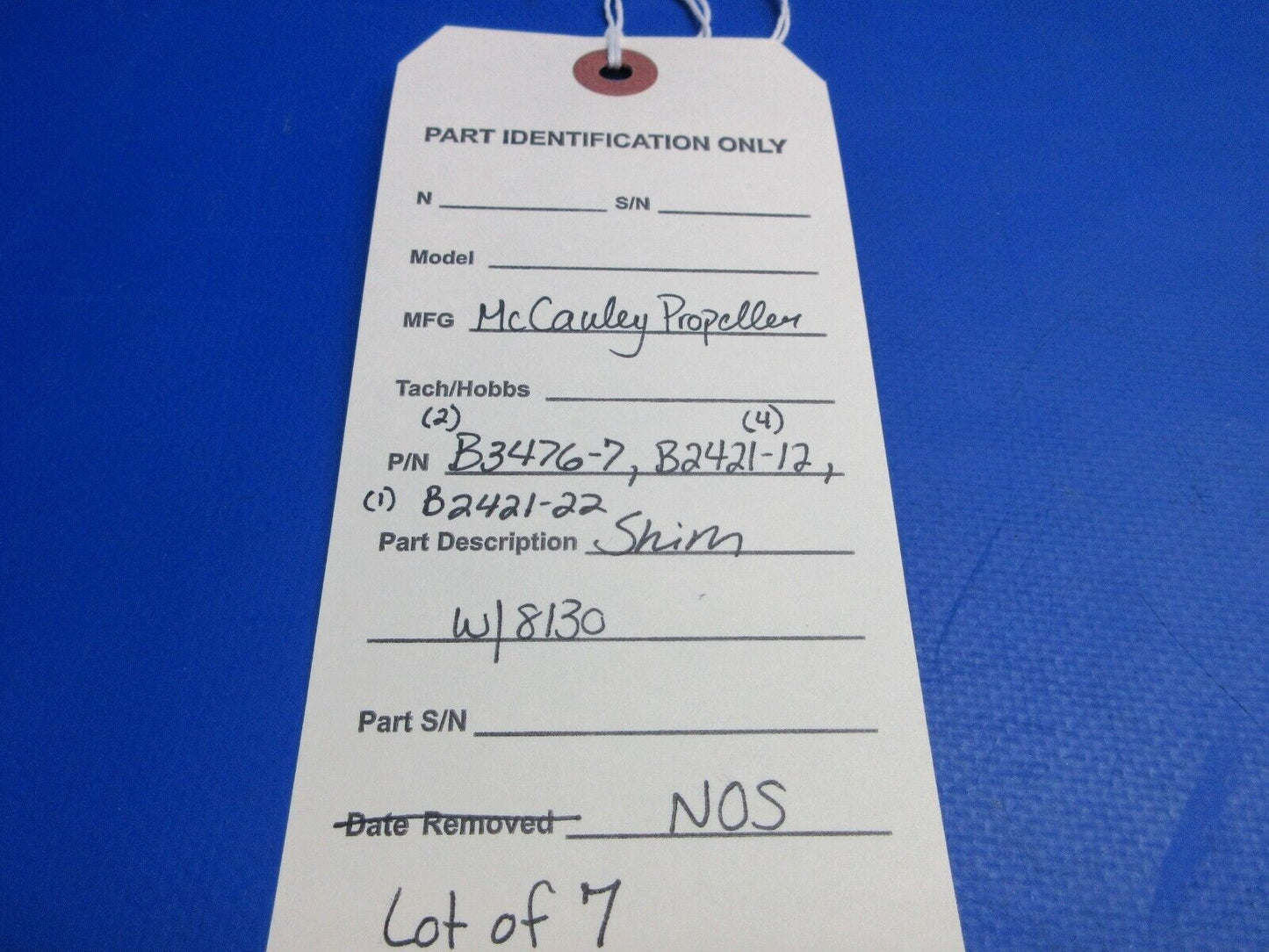 McCauley Threaded Propeller Shim w/ 8130 LOT OF 7 P/N B2421-22 NOS (0523-410)