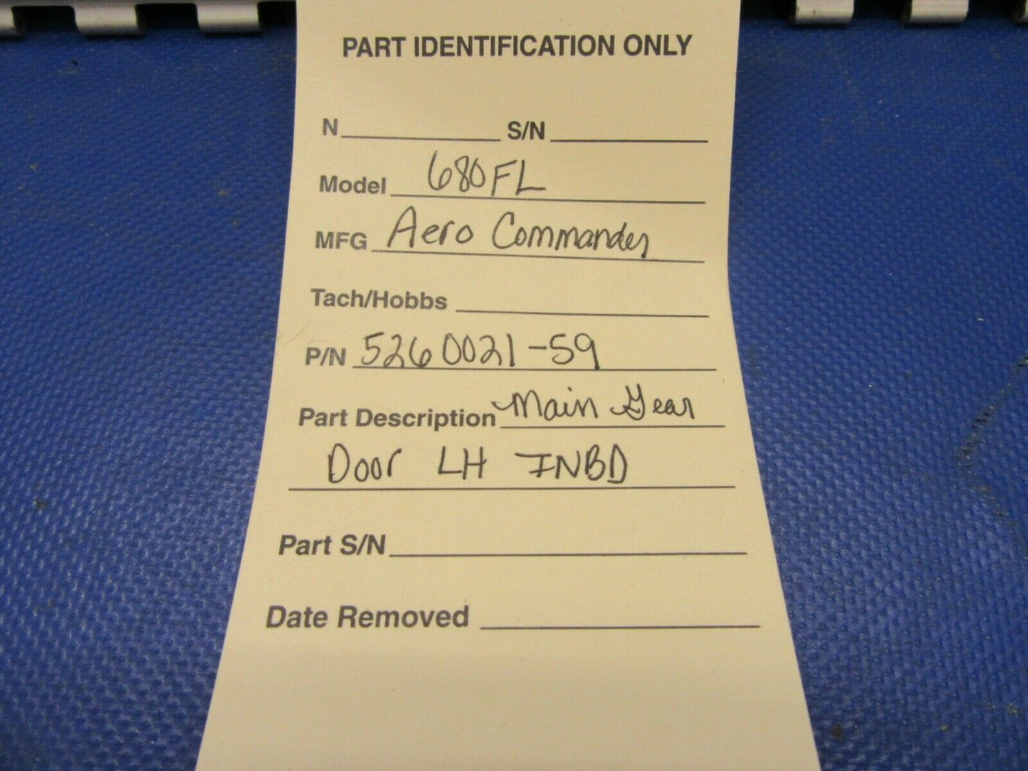 Aero Commander 680FL Main Gear Door LH INBD P/N 5260021-59 (0821-621)