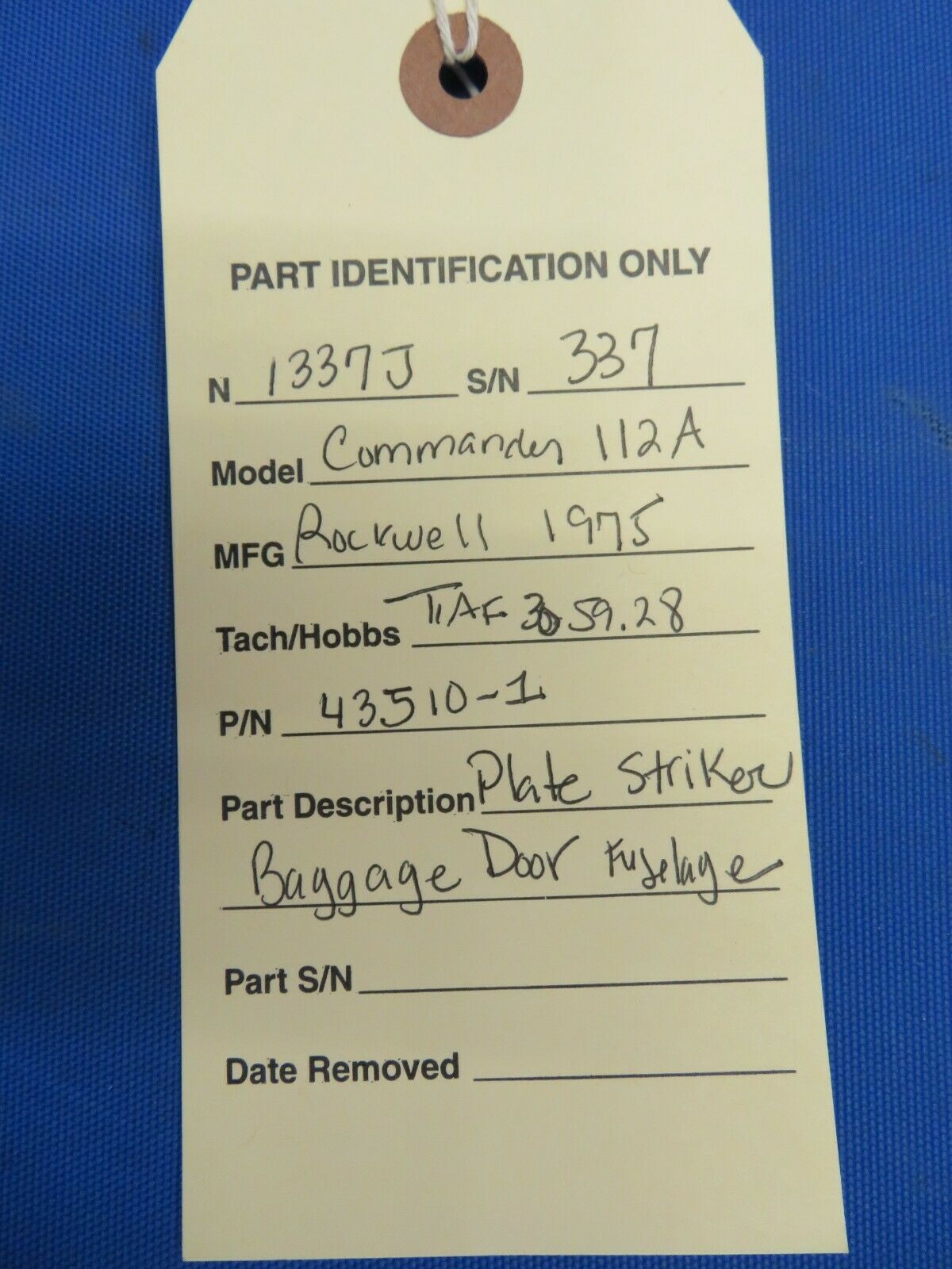 Rockwell Commander Plate Striker Baggage Door Fuselage (1020-46)