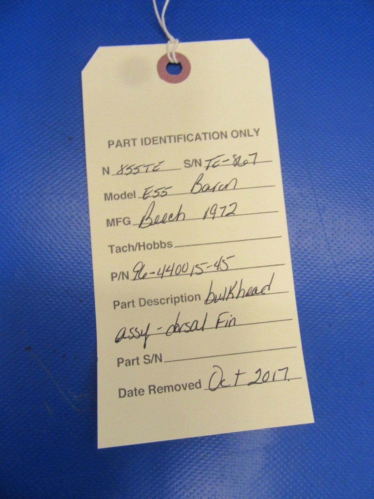 Beech Baron Bulkhead Assy - Dorsal Fin P/N 96-440015-45 (1117-43)