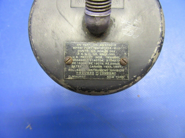 Vintage Kollsman Altimeter P/N 1671CK-010 Glass Damaged / Man Cave (0821-487A)