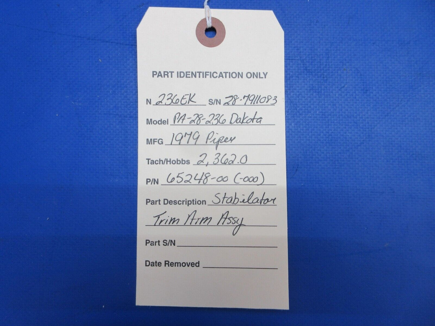 Piper PA-28-236 Dakota Stabilator Trim Arm Assy P/N 65248-00 (0623-262)