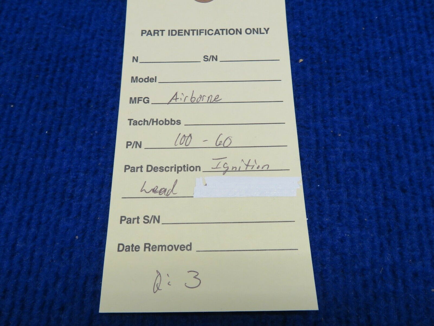 Airborne Ignition Lead P/N 100-60 NOS (0122-587)