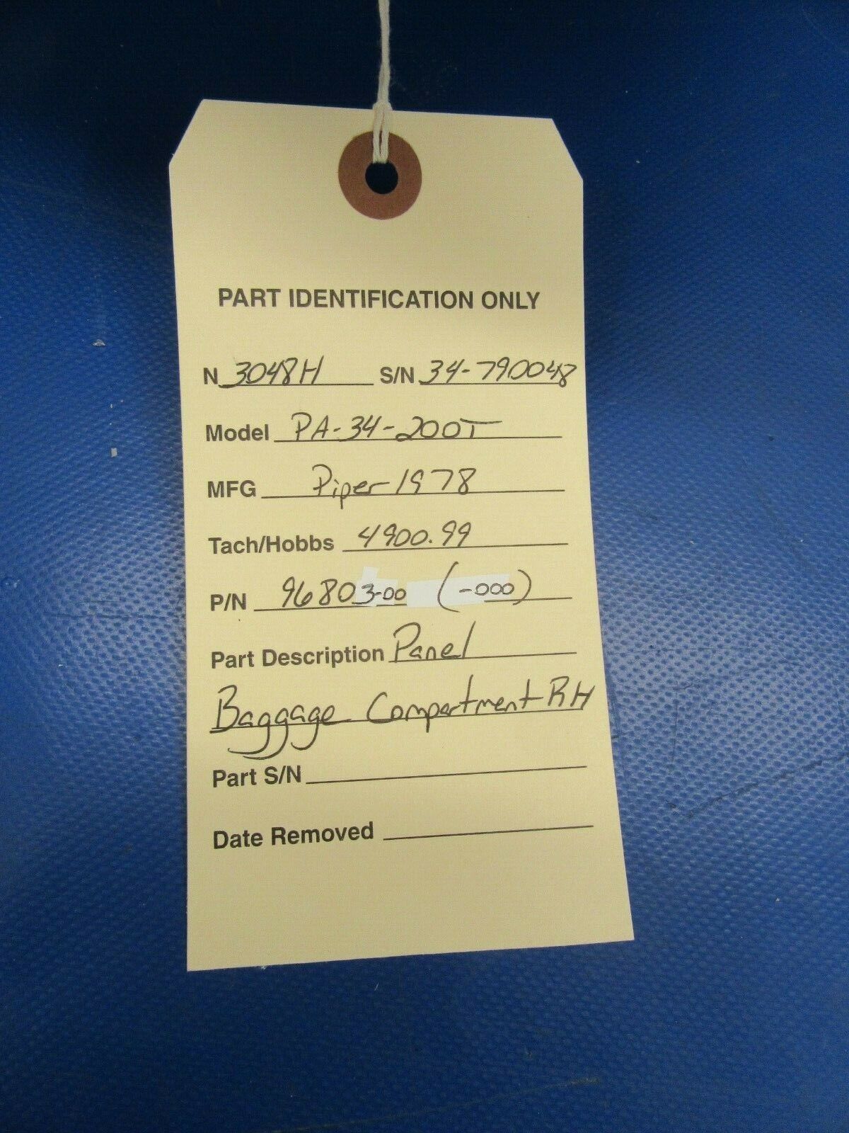 Piper PA-34-200T Seneca II Panel Baggage Compartment RH P/N 96803-00 (1119-144)