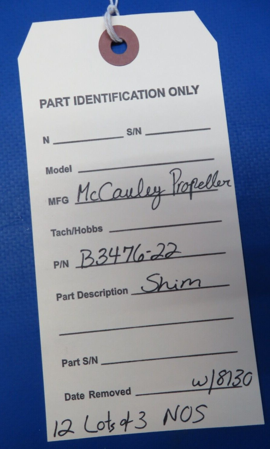 McCauley Propeller Shim w/ 8130 P/N B3476-22 LOT OF 3 NOS (0523-268)