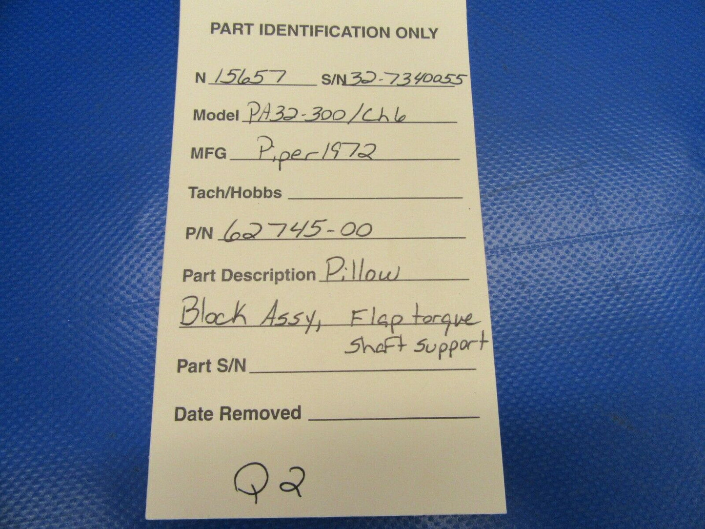 Piper Pillow Block Assy, Flap Torque Shaft Support 62745-00, 62745-000 (0819-92)