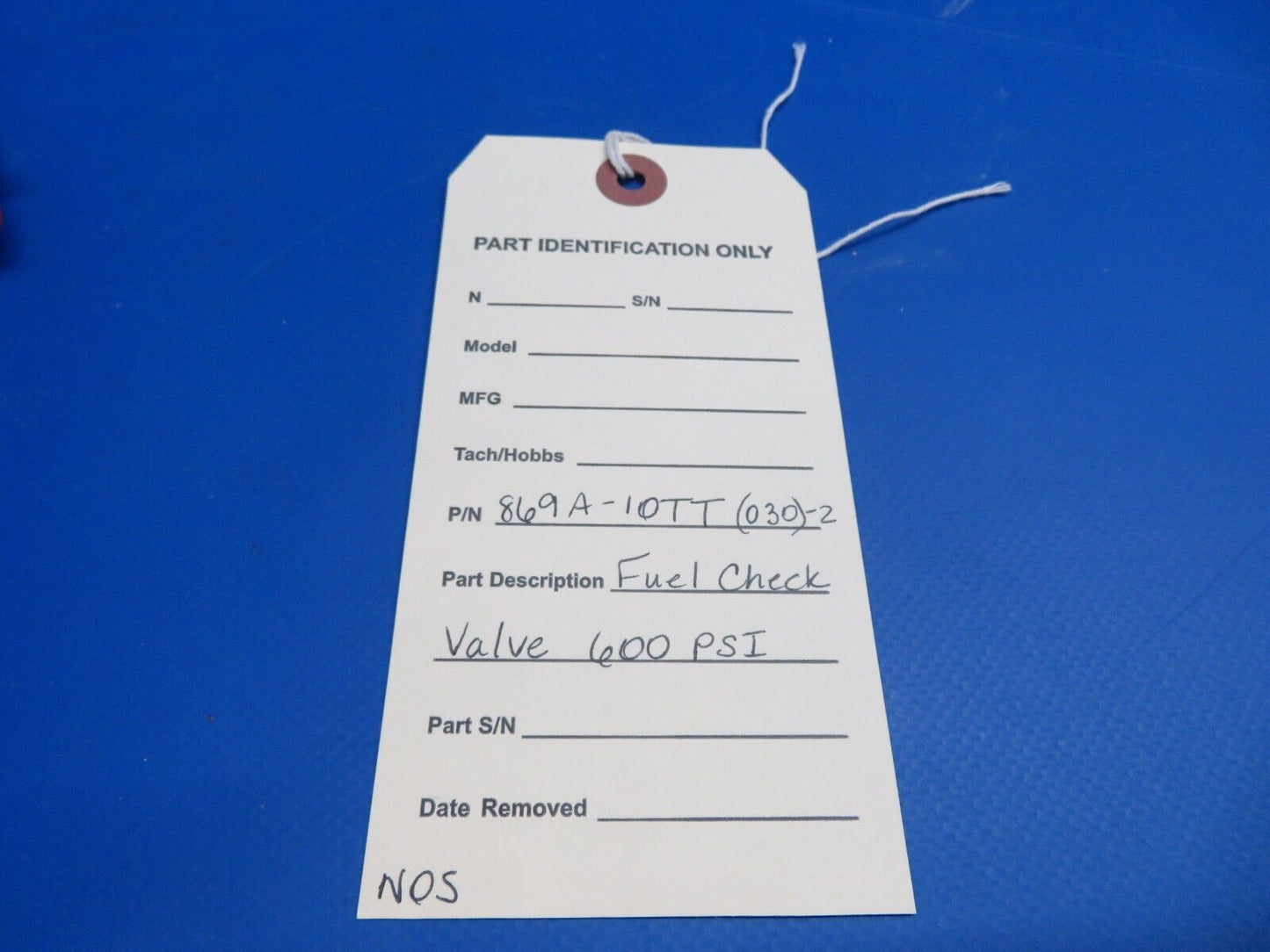 Fuel Check Valve 600 PSI P/N 869A-10TT(030)-2 NOS (1022-572)