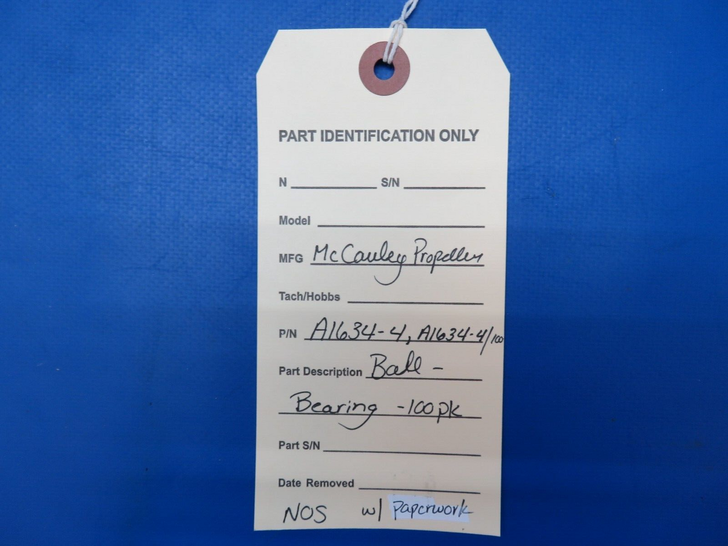 McCauley Propeller Ball Bearing 100 Pack w/ Paperwork P/N A1634-4 NOS (0523-617)
