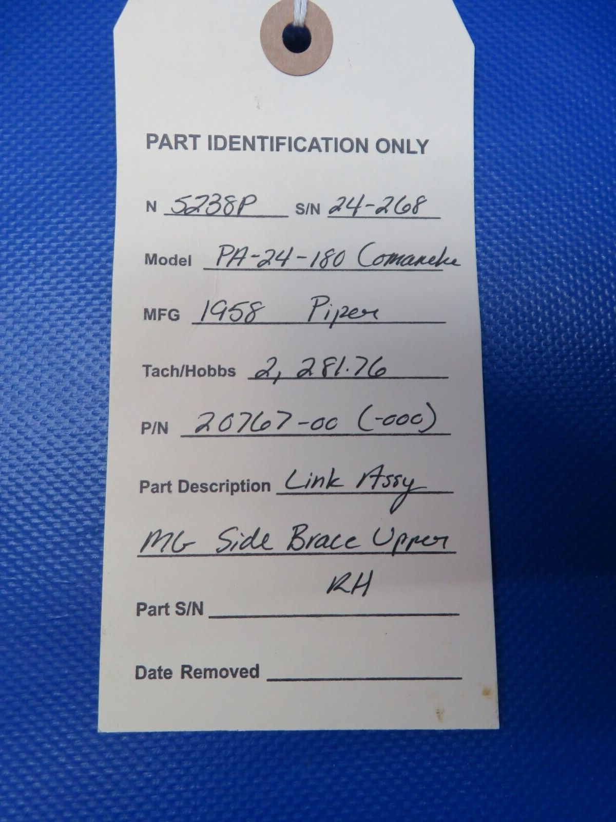 Piper PA-24-180 Link Assy MG Side Brace Upper RH P/N 20767-00 (1223-328)