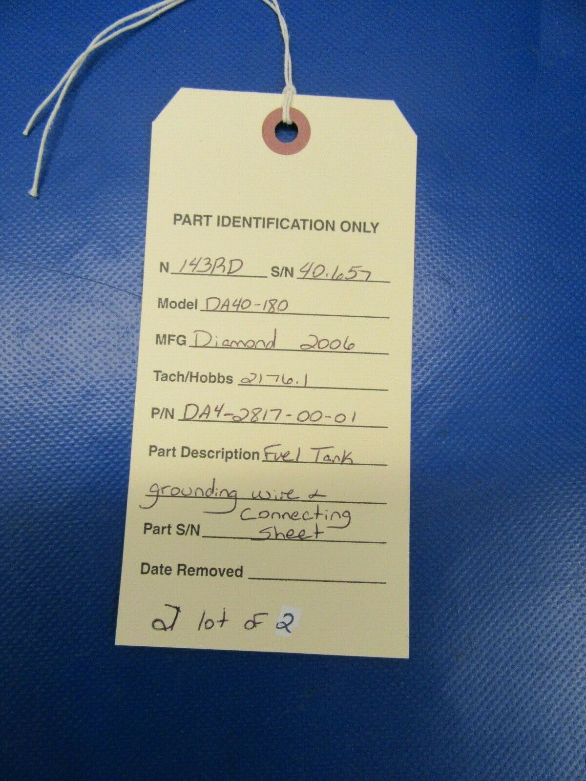 Diamond DA40-180 Fuel Tank Ground Wire & Connector P/N DA4-2817-00-01 (0319-334)