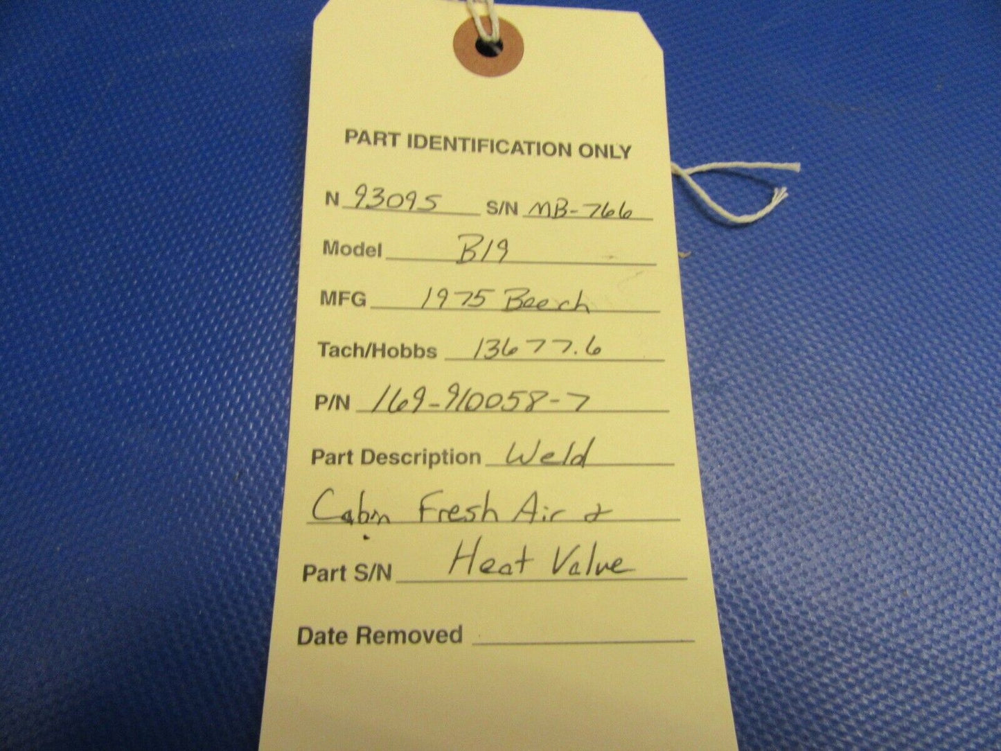 Beech B19 Musketeer Cabin Fresh Air & Heat Valve P/N 169-910058-7 (0421-476)