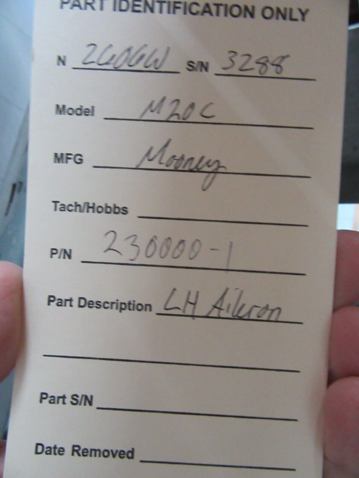 Mooney M20 / M20C LH Aileron P/N 230000-1 (0823-53)