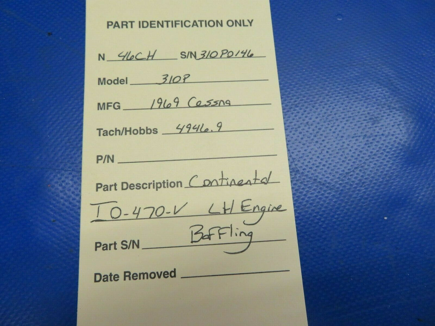 Cessna 310P Continental IO-470-V LH Engine Baffling (0620-696)