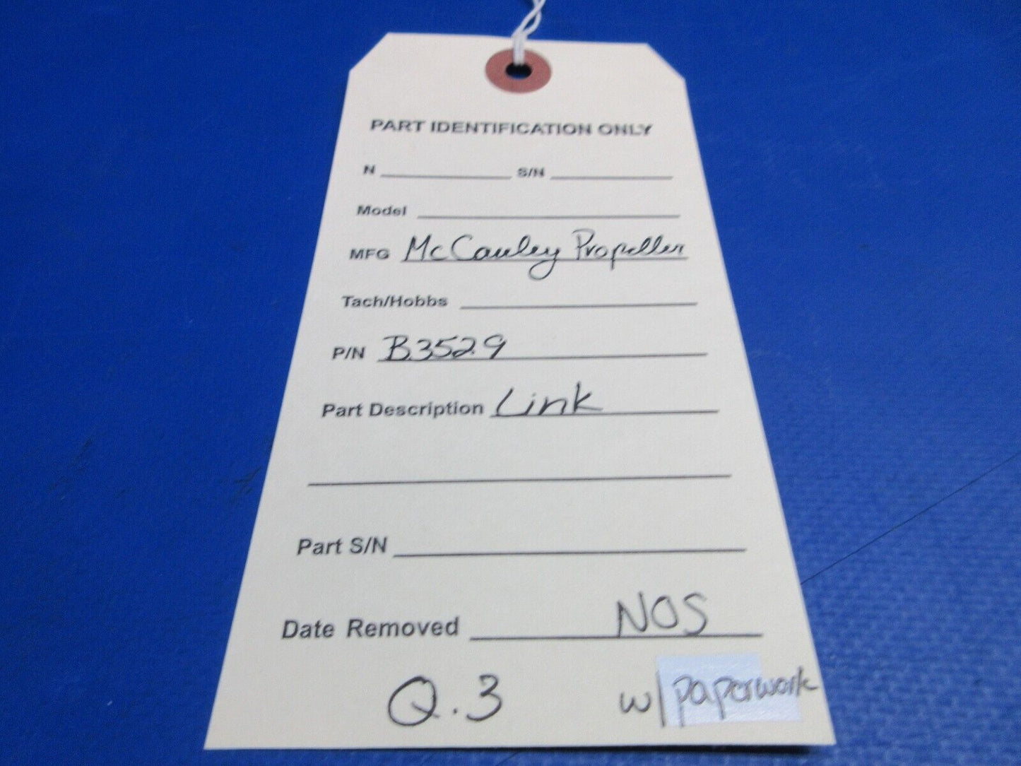 McCauley Threaded Propeller Link w/ Paperwork P/N B3529 NOS (0523-444)