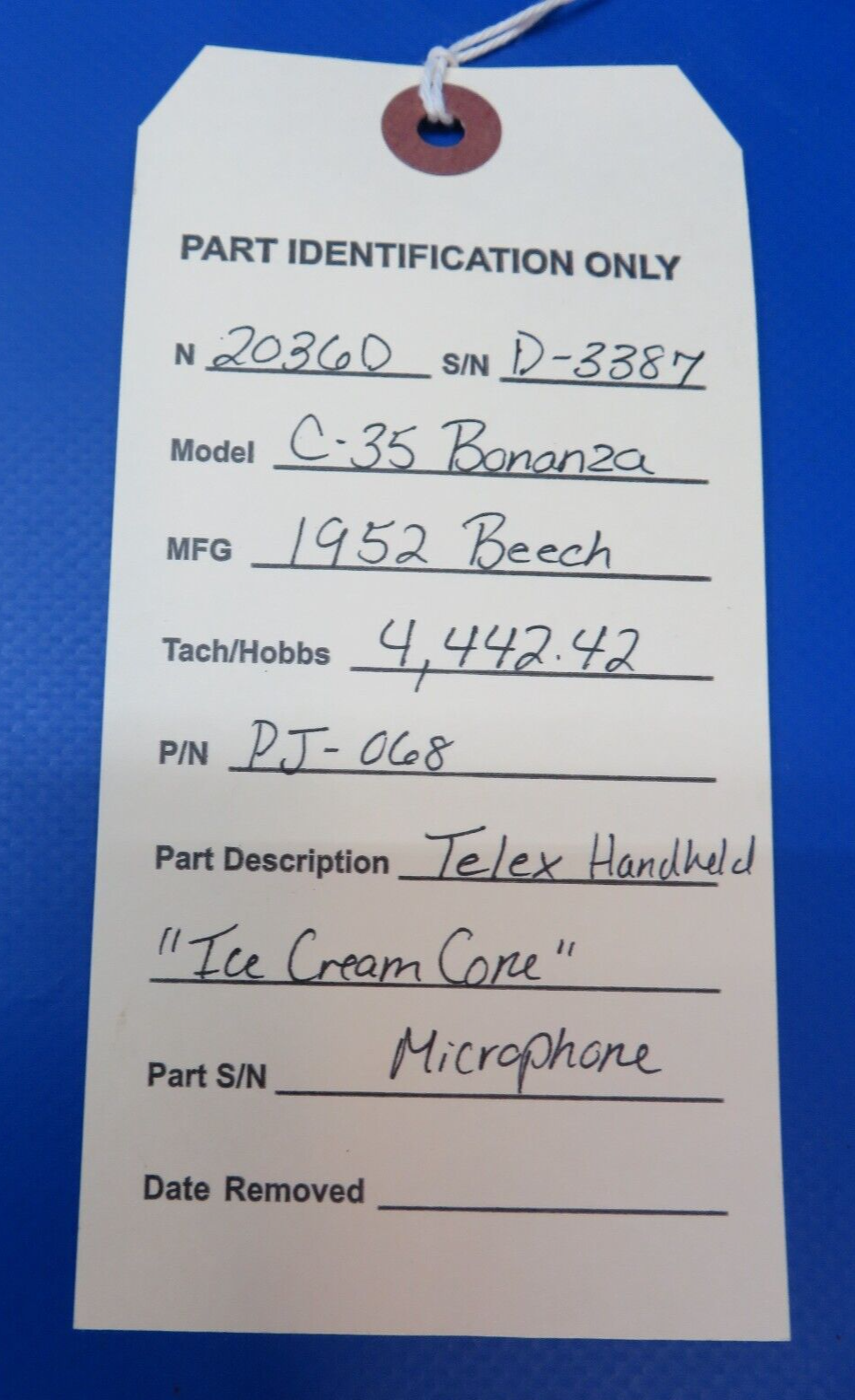Beech C-35 Bonanza Telex Handheld Microphone P/N PJ-068 (1122-173)