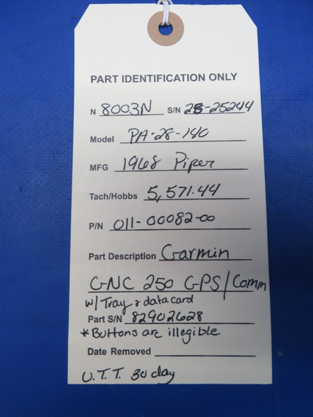 Garmin GNC 250 GPS / Com Tray & Data Card P/N 011-00082-00 WARRANTY  (0923-472)