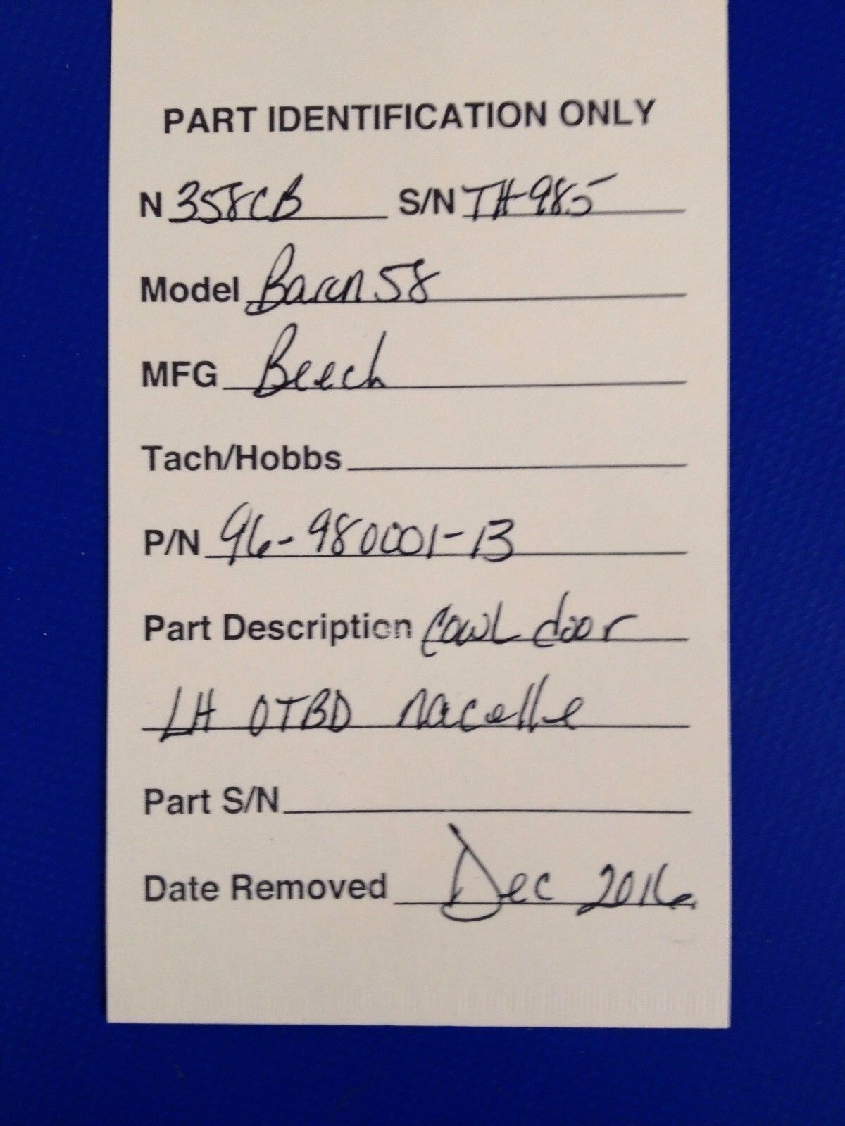 Beech Baron LH/OB or RH/IB Nacelle Access Panel P/N 96-980001-13 (0217-191)