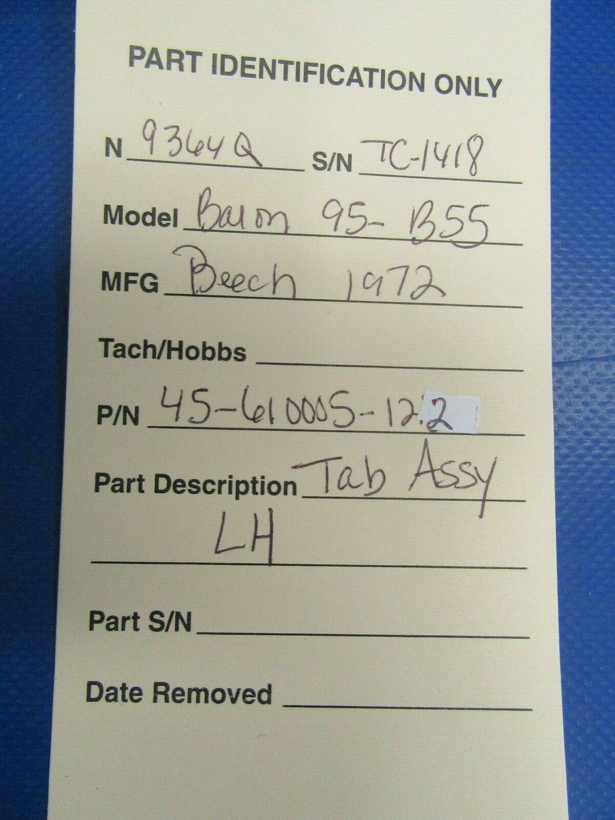 Beech Baron 95-B55 Tab Assy Elevator 45-610005-122 (0218-121)