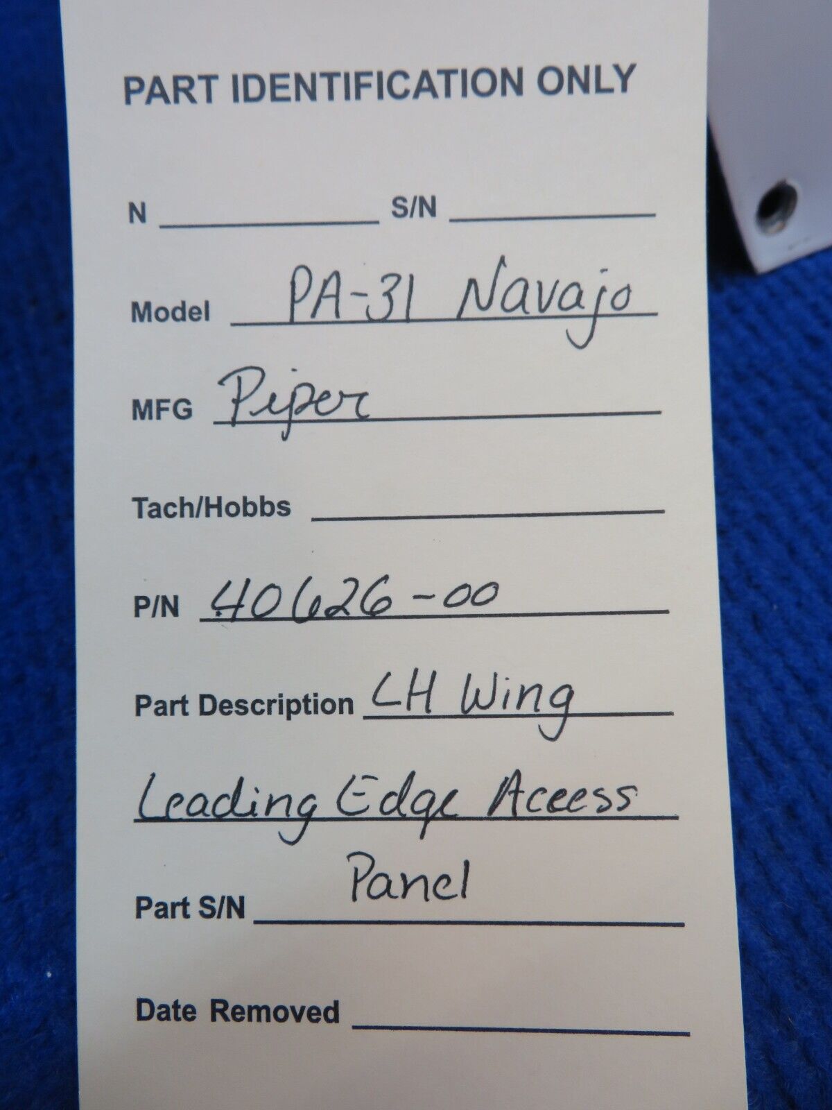 Piper PA-31 Navajo LH Wing Leading Edge Access Panel P/N 40626-00 (0722-363)