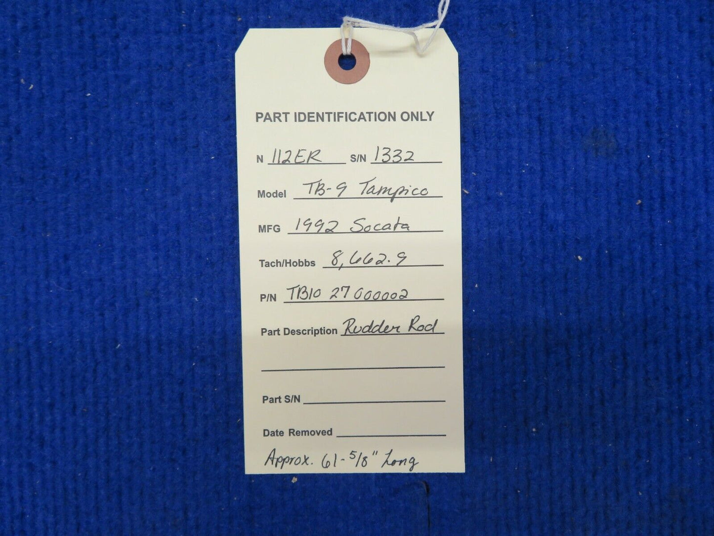 Socata TB-9 Rudder Rod P/N 27000002 (0522-725)