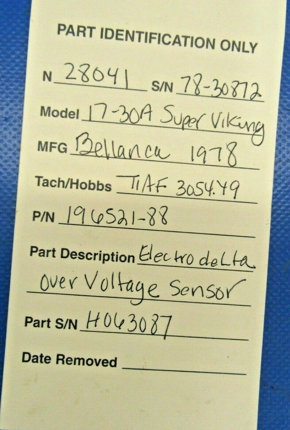 Kelly Aerospace Electrodelta Over Voltage Sensor 14V 196521-88 (0819-356)