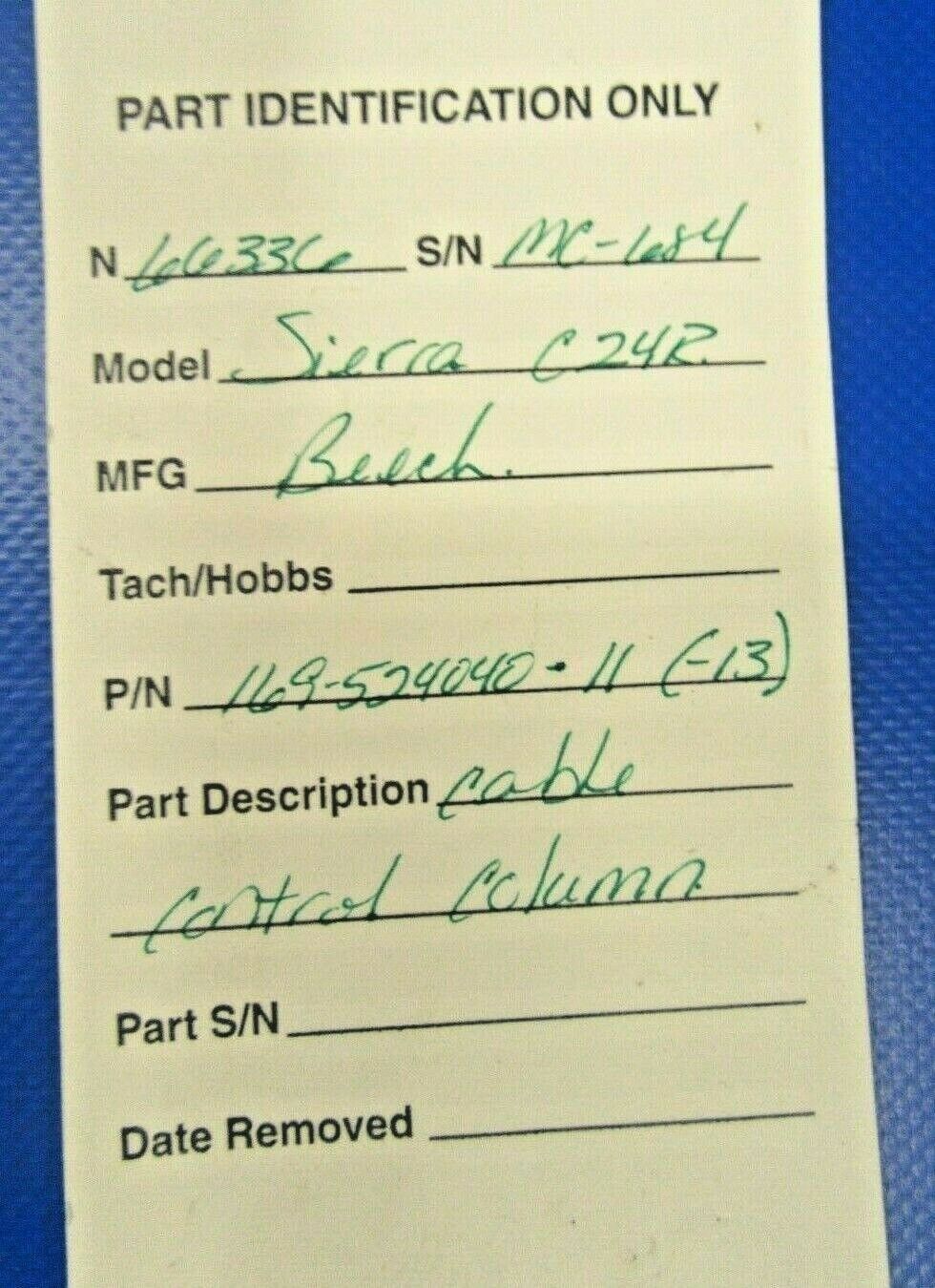 Beech Sierra C24R Cable Control Column 169-524040-11, 169-524040-13 (0219-70)